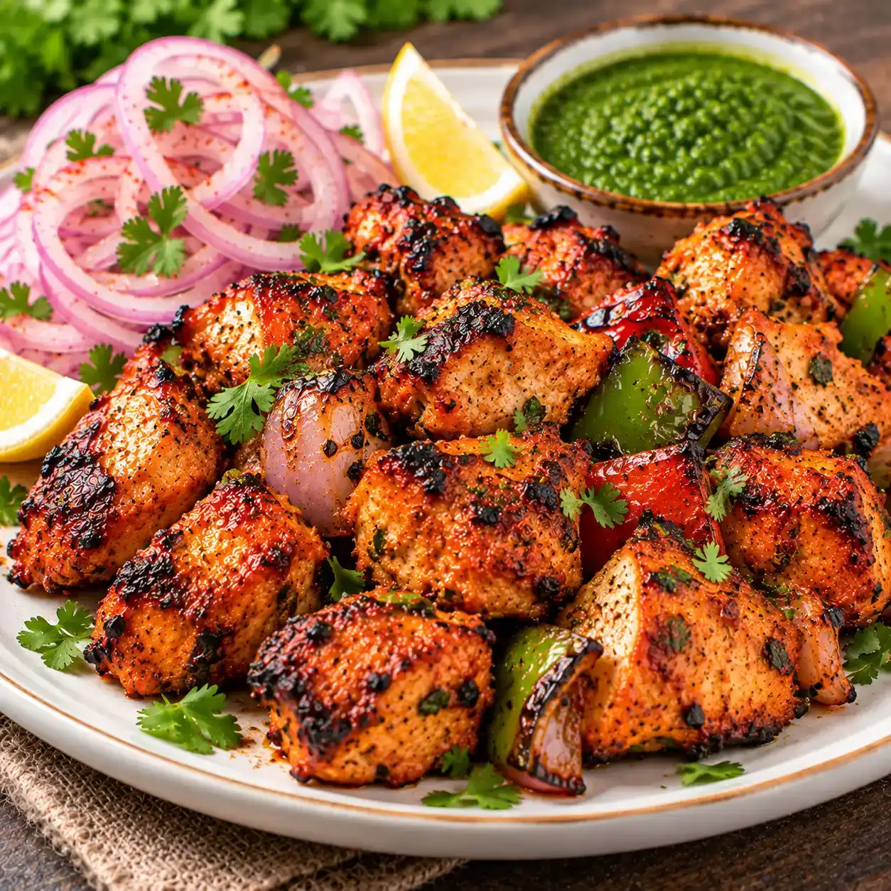 Chicken Tikka — Tender boneless chicken pieces marinated in spices and grilled at Apna Bazar - Eatery